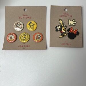 Junk Food Clothing Kids Button and Pin Set - Red, Yellow, Black